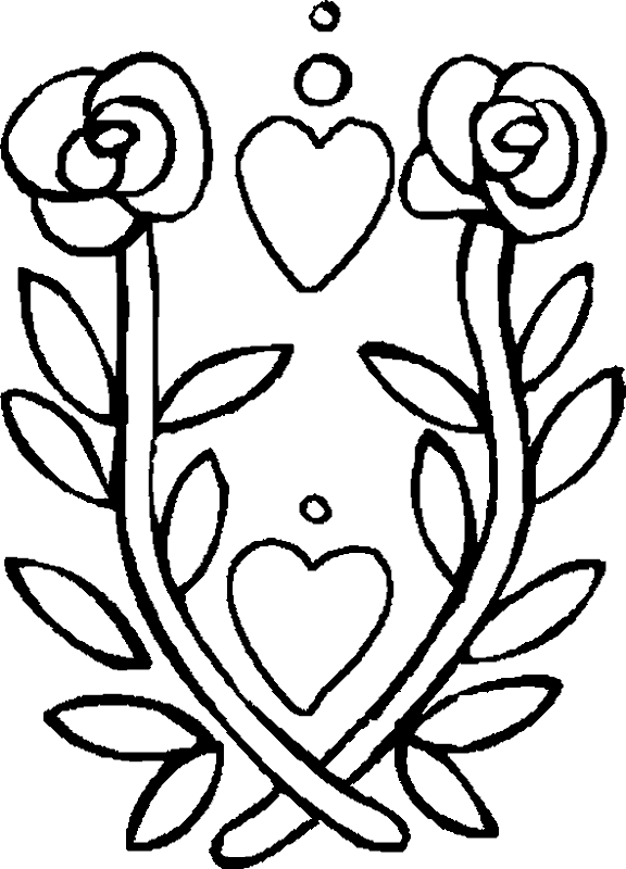 valentine coloring pages hearts and flowers - photo #46